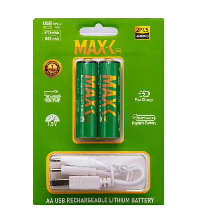 Rechargeable AA Lithium Batteries USB-C