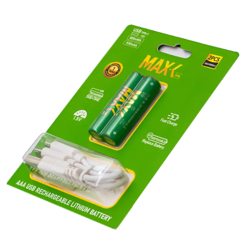 Rechargeable AAA Lithium Batteries USB-C